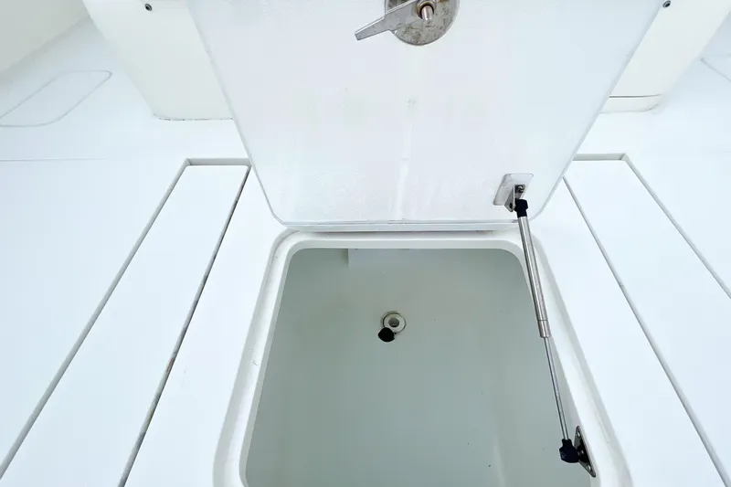  Yacht Photos Pics Open storage compartment on 2015 SeaVee 39Z boat deck.