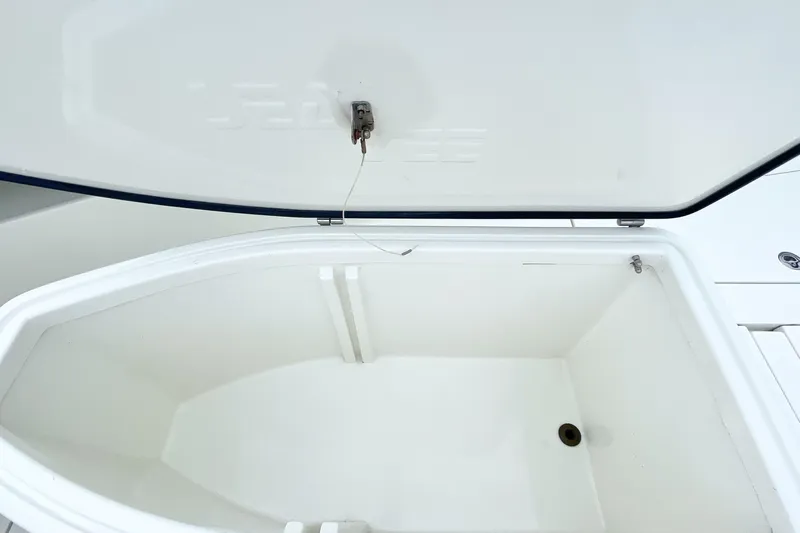  Yacht Photos Pics Open storage compartment on a 2015 SeaVee 390Z boat.