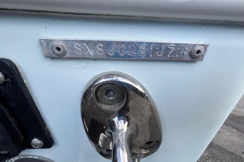  Yacht Photos Pics 2018 Sea Hunt Gamefish 30 boat identification plate and hardware detail.