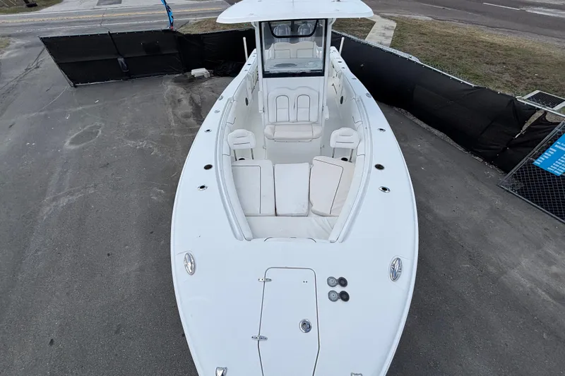  Yacht Photos Pics 2018 Sea Hunt Gamefish 30 Forward Seating boat, aerial view, docked on pavement.