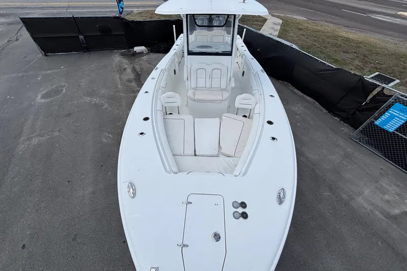  Yacht Photos Pics 2018 Sea Hunt Gamefish 30 Forward Seating boat, aerial view, docked on pavement.