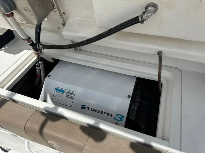 Perfection Yacht Photos Pics Seakeeper 3 stabilizer installed in 2020 Edgewater 370 CC boat compartment.