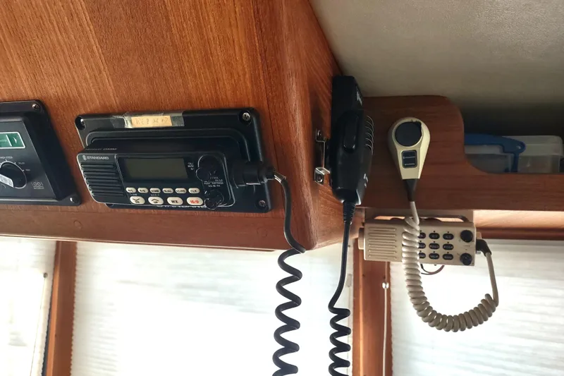 Green Goose Yacht Photos Pics Radio equipment inside a 1998 Nordic Tug 42 boat cabin.