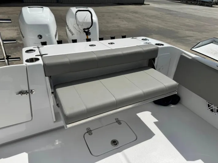  Yacht Photos Pics 2022 Cape Horn 32 T boat with foldable seating and dual engines.