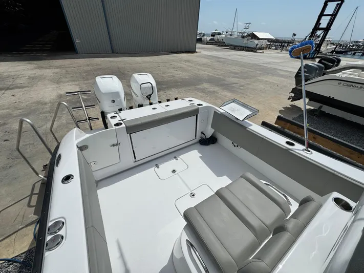  Yacht Photos Pics 2022 Cape Horn 32 T boat with dual engines, docked at a marina.