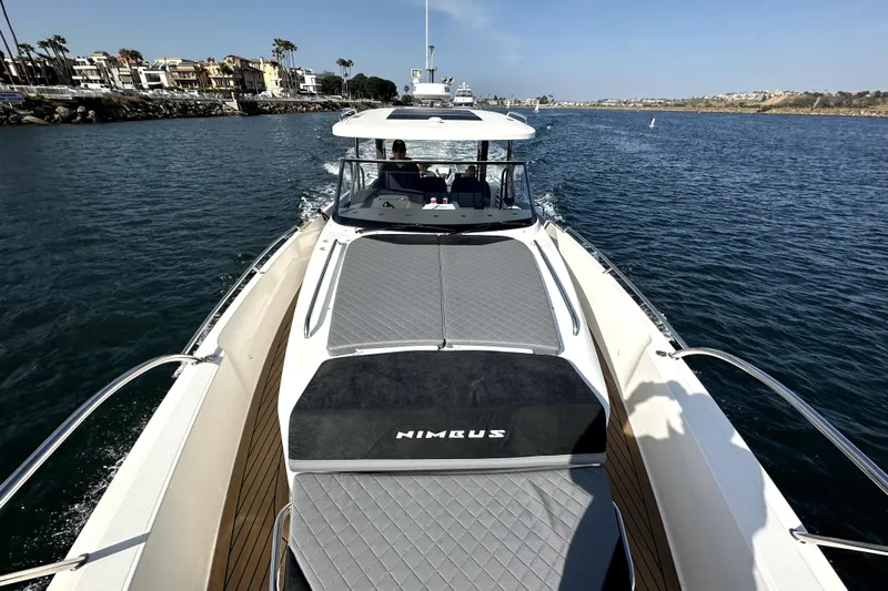 Mdr #187 In Stock Yacht Photos Pics 2023 Nimbus T11 yacht cruising on a sunny day, showcasing sleek design and luxury.