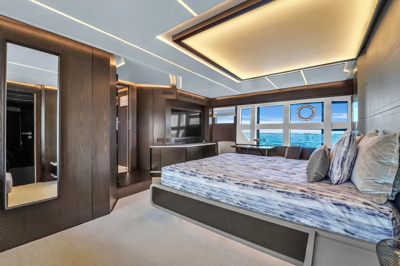  Yacht Photos Pics Luxurious interior of 2021 OKEAN 80 yacht with ocean view and modern design.