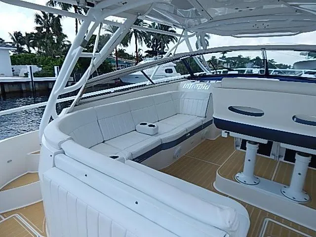 Intrepidation Yacht Photos Pics Luxurious 2009 Intrepid 430 Sport Yacht with spacious seating and sleek design.