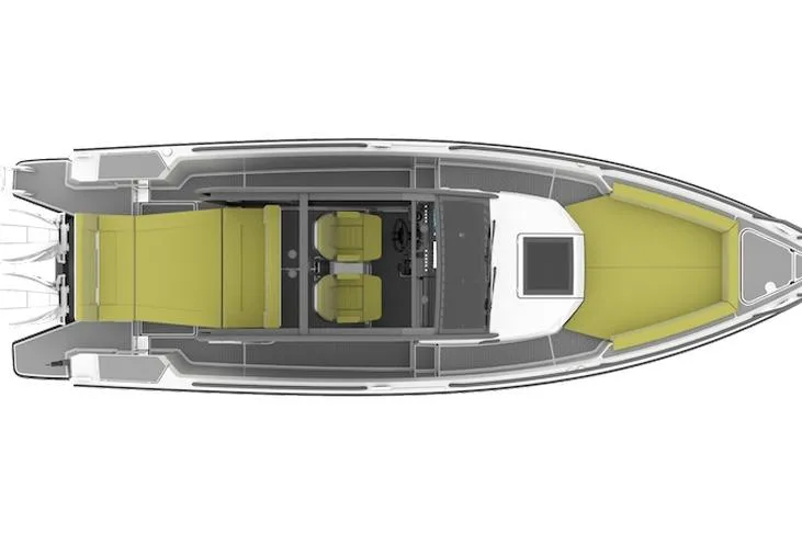 Dfndr1 Yacht Photos Pics 2021 XO Boats DFNDR9 with Trailer, top view, showcasing sleek design and seating layout.