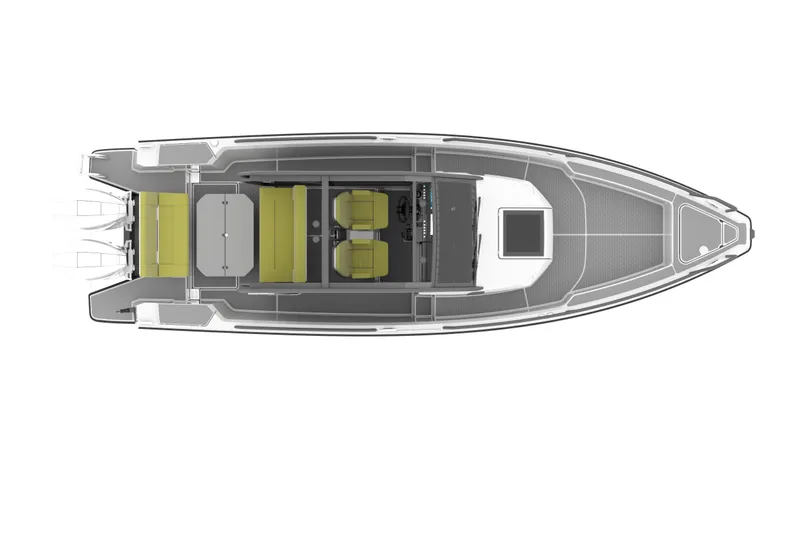 Dfndr1 Yacht Photos Pics Top view of 2021 XO Boats DFNDR9 with Trailer, showcasing interior layout.