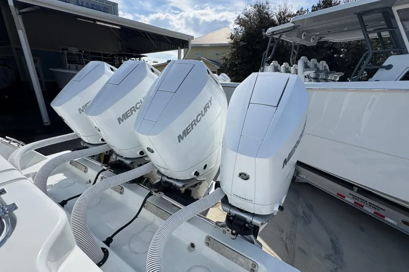  Yacht Photos Pics Four Mercury outboard engines on a 2026 Invincible 43 Open Fisherman boat.