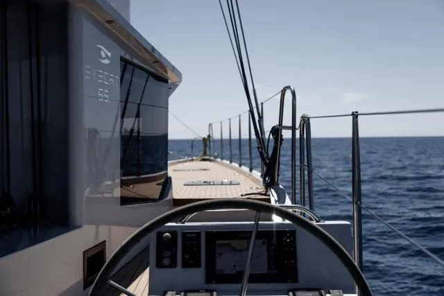  Yacht Photos Pics Sleek Eyecat 55 Autumn yacht sailing on open sea, 2024 model.