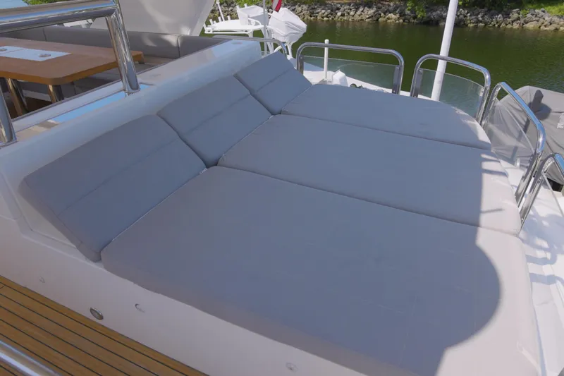 Yacht Photos Pics Luxury sunbed on 2014 Fairline Squadron 78 Custom yacht deck.