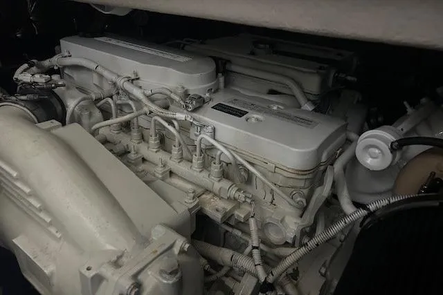  Yacht Photos Pics Engine of 2014 Meridian 441 Sedan yacht, showcasing intricate mechanical components.