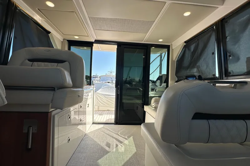  Yacht Photos Pics Interior of 2021 Regal 36 XO yacht with luxurious seating and modern design.