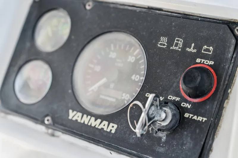 Worth The Wait Yacht Photos Pics Control panel of a 2012 Lagoon 560 yacht with Yanmar engine display.