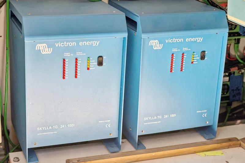 Worth The Wait Yacht Photos Pics Two Victron Energy Skylla-TG battery chargers on a 2012 Lagoon 560 yacht.