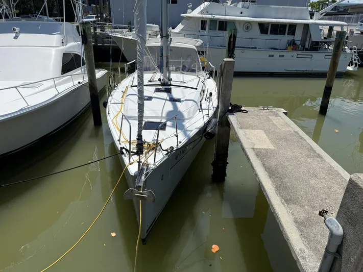  Yacht Photos Pics 2017 Beneteau Oceanis 41.1 sailboat docked in a marina.