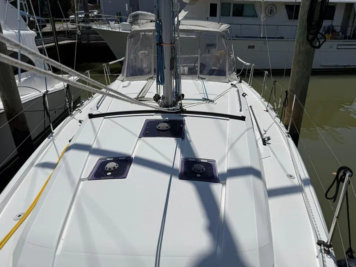  Yacht Photos Pics 2017 Beneteau Oceanis 41.1 sailboat deck view at marina.