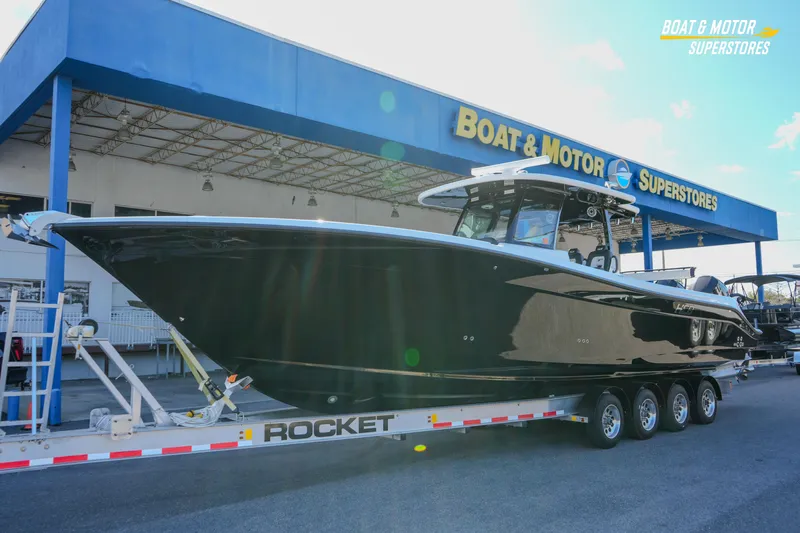  Yacht Photos Pics 2023 HCB 39 Speciale boat on trailer at Boat & Motor Superstores.