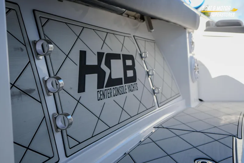  Yacht Photos Pics 2023 HCB 39 Speciale boat interior with logo and sleek design details.