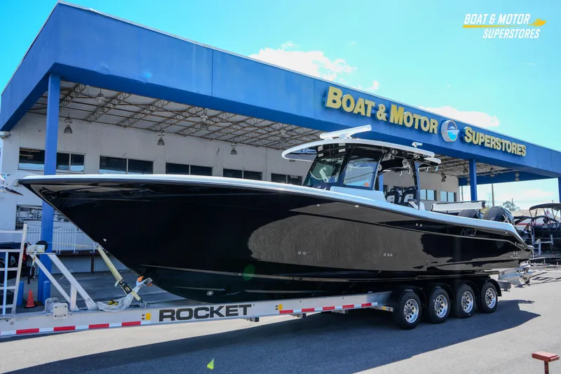  Yacht Photos Pics 2023 HCB 39 Speciale boat on trailer at Boat & Motor Superstores.