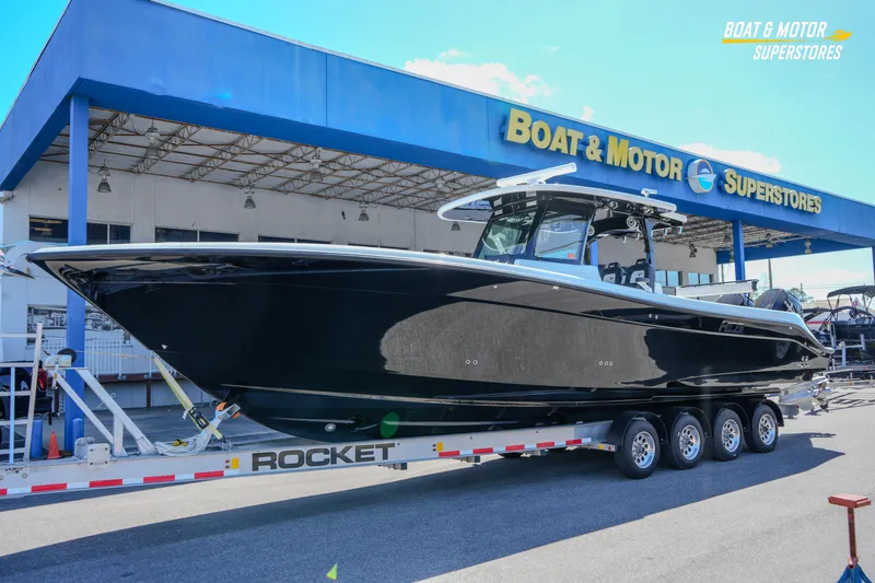  Yacht Photos Pics 2023 HCB 39 Speciale boat on trailer at Boat & Motor Superstores.