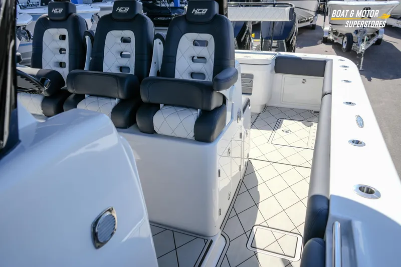  Yacht Photos Pics 2023 HCB 39 Speciale boat interior with luxury seating and sleek design.