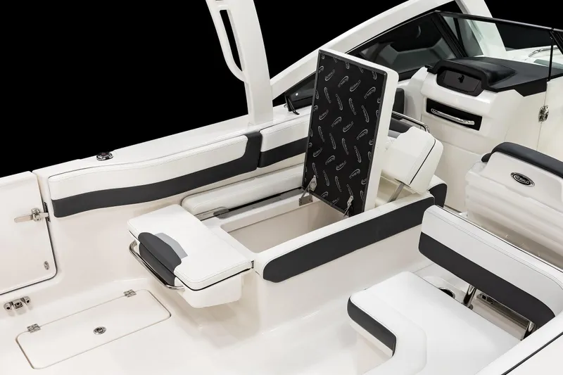  Yacht Photos Pics 2026 Robalo R277 Dual Console boat interior with sleek seating and storage features.