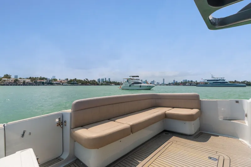  Yacht Photos Pics Luxurious interior of 2019 Silverton 4100 SC yacht with waterfront view.