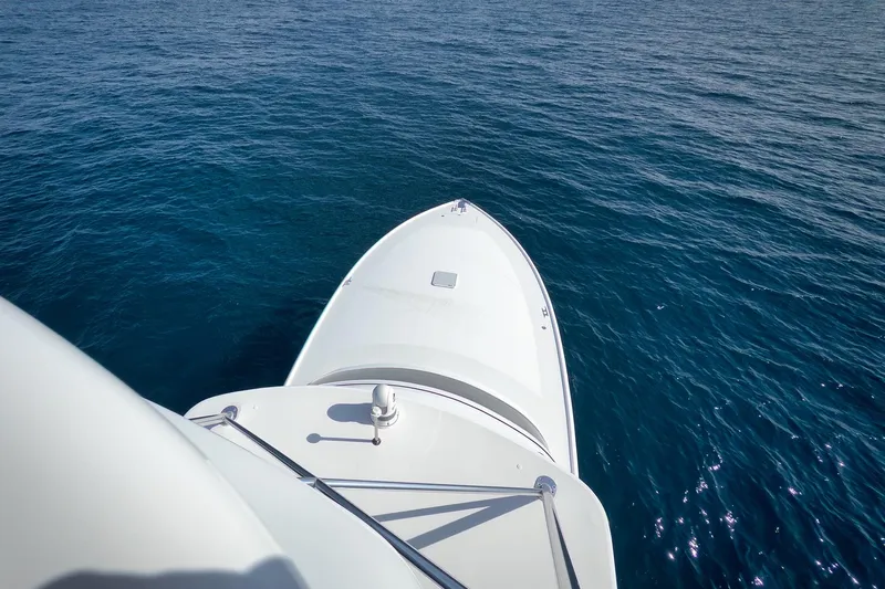 Pistol Yacht Photos Pics Bow of 2002 Weaver 60 Convertible yacht on open sea.