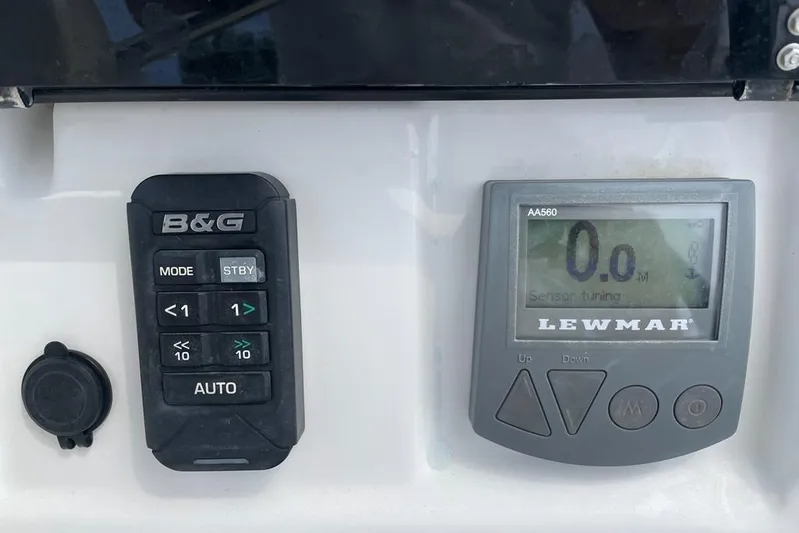 Mojito Yacht Photos Pics Control panel of a 2016 Lagoon 52 F with B&G and Lewmar displays.