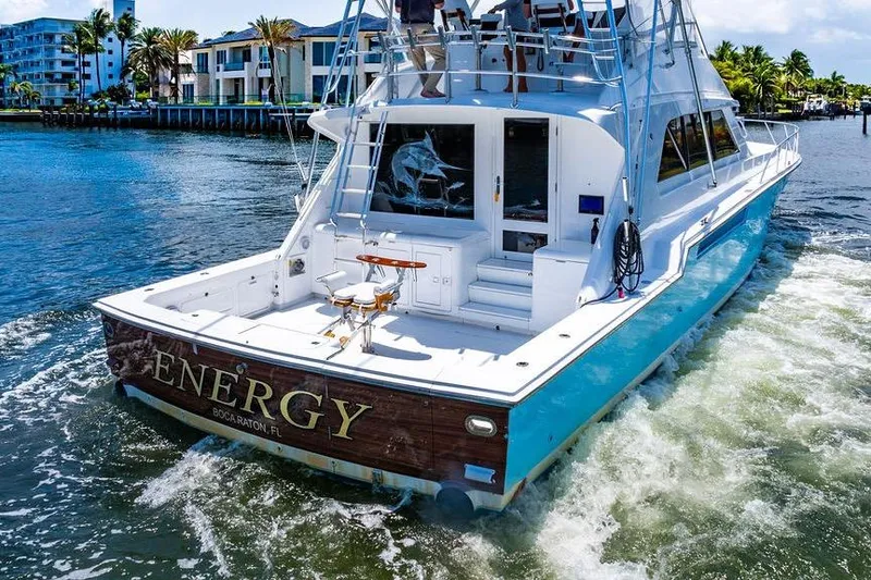 Energy Yacht Photos Pics 1998 Bertram 60 Convertible yacht "Energy" cruising in Boca Raton, Florida waters.