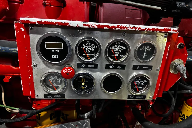 Atlantis Yacht Photos Pics Control panel of a 1996 Hershine Benship 87 with various gauges and indicators.