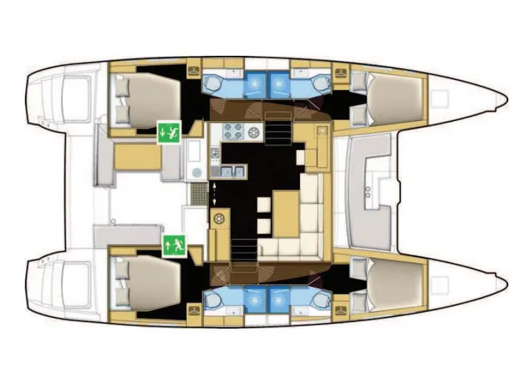 Cristal Yacht Photos Pics Lagoon 450 F: 4 Cabin 4 Head Layout