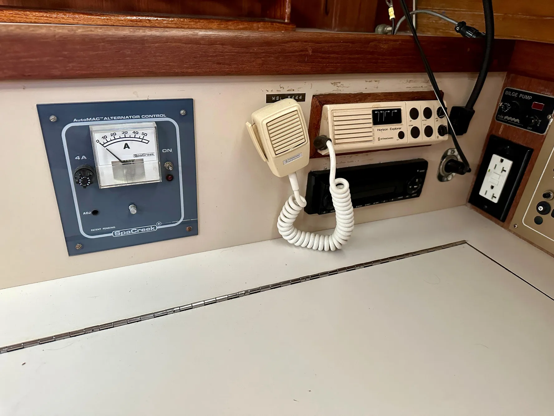 Control panel of a 1987 Catalina 34 sailboat.