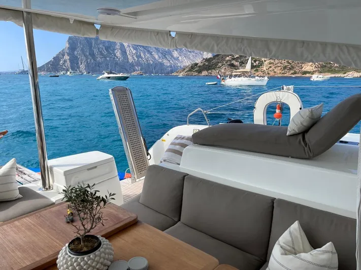  Yacht Photos Pics Luxurious Lagoon 50 catamaran interior with scenic ocean view, 2021 model.