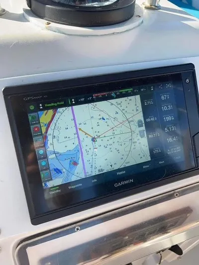 Mockingbird Yacht Photos Pics Garmin GPS navigation display on a 2001 Dufour Gib'Sea 43 sailboat.