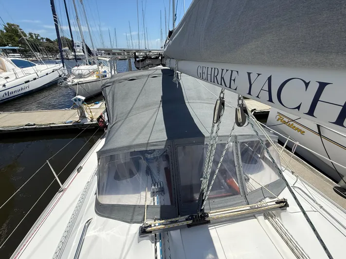 Mockingbird Yacht Photos Pics Sailboat docked at marina, featuring Dufour Gib'Sea 43, 2001 model.