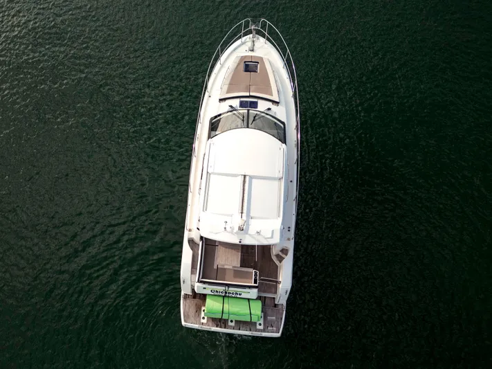 Chichochu Yacht Photos Pics 2017 Jeanneau Leader 40 yacht on open water, aerial view.