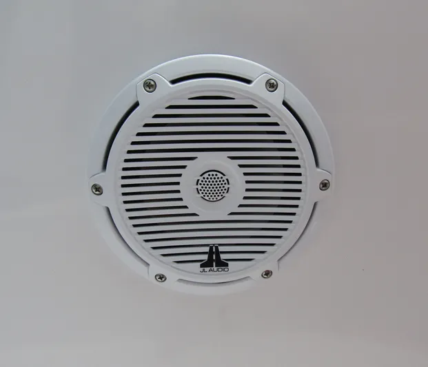  Yacht Photos Pics White JL Audio speaker on 2024 Axopar 37 Sun Top boat.