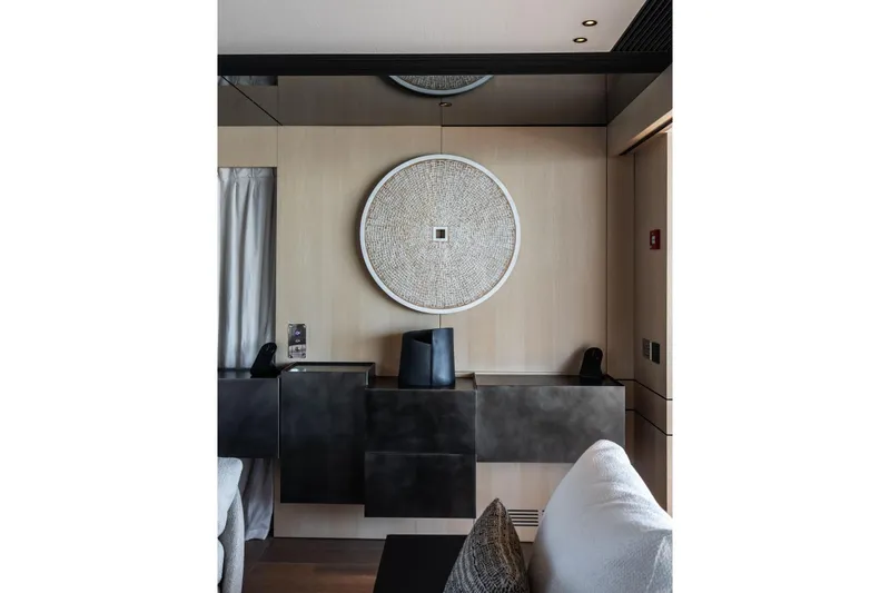  Yacht Photos Pics Modern interior of Baglietto DOM 133 yacht, featuring sleek design and contemporary decor, 2025 model.