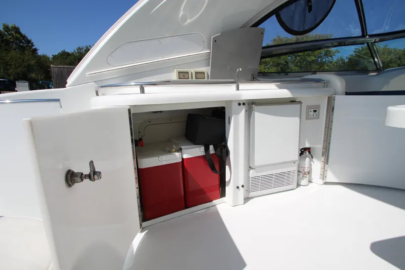  Yacht Photos Pics Open storage compartment on a 2012 Formula 400 Super Sport boat.