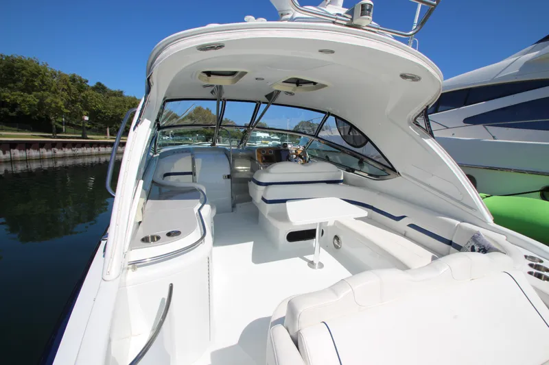  Yacht Photos Pics 2012 Formula 400 Super Sport boat interior with white seating and sleek design.