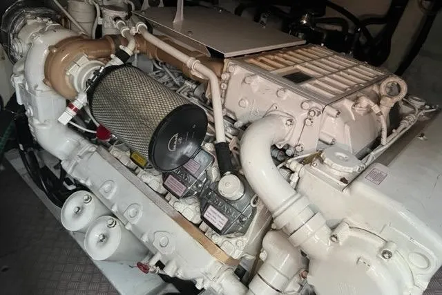  Yacht Photos Pics Engine of 2011 Pershing 50.1 yacht, showcasing intricate mechanical components and design.