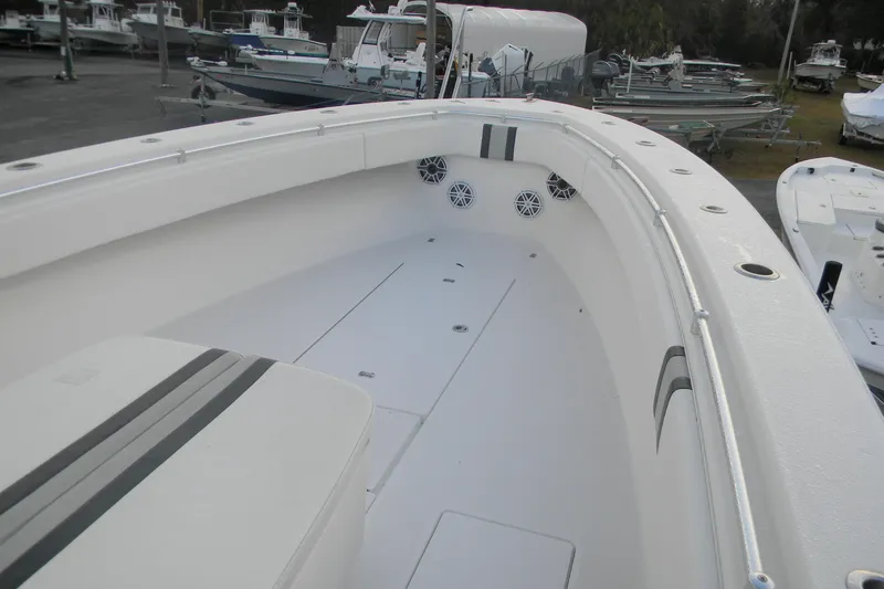  Yacht Photos Pics 2022 Contender 39 ST boat interior with spacious deck and seating area.