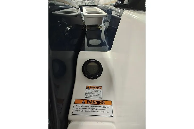 Got Fish Yacht Photos Pics 2005 Tiara Yachts 3200 Open dashboard with warning labels and control panel.