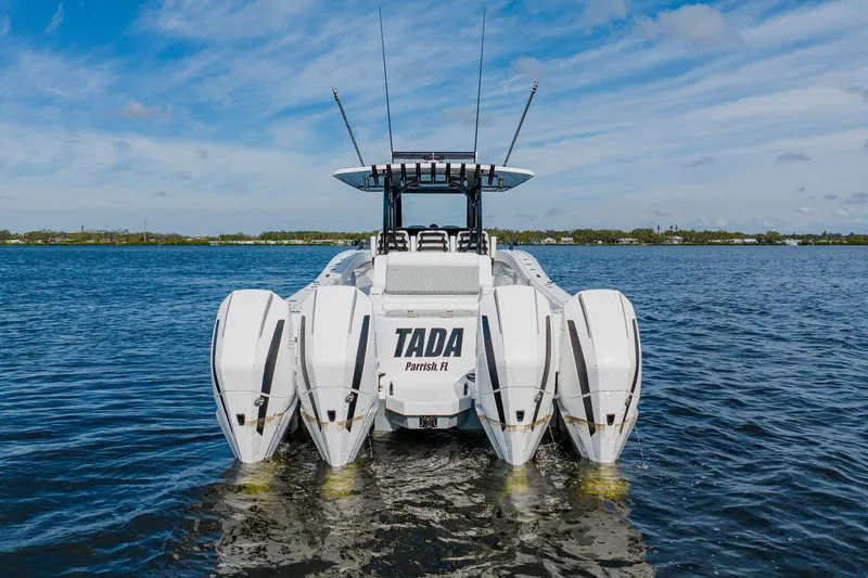  Yacht Photos Pics 2024 Costa Custom Boats 34SV with quad engines on open water.