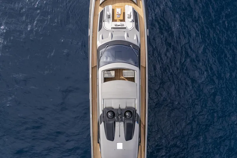 Yacht Photos Pics Aerial view of 2024 Otam 90 GTS yacht on open sea.