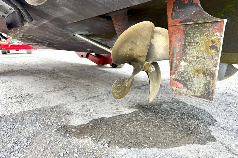  Yacht Photos Pics Propeller and rudder of 2004 Searay 360 Sundancer on dry dock.